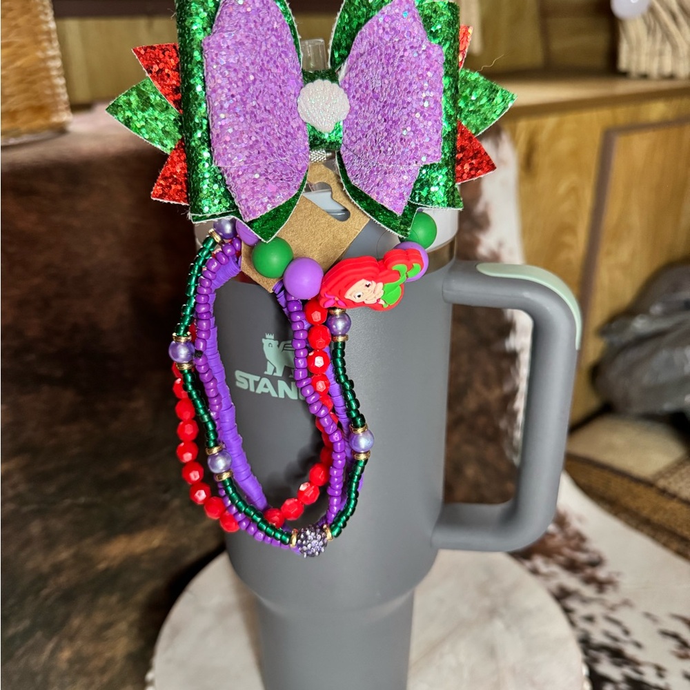 Stanley bow topper bracelet stack handle charm the little mermaid set